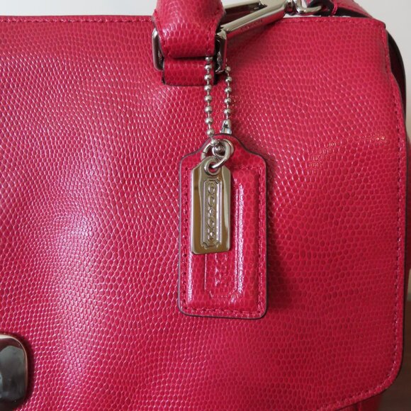 COACH Pinnacle Harper grenadine red embossed lizard tote bag satchel EUC 23572 - Picture 2 of 16